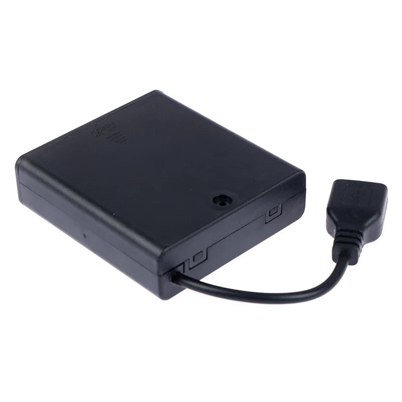 4 AA USB Battery Box 5V Mini Power Supply for LED Strip Lights USB Battery Power Supply Qme