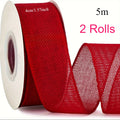 Red Wired Ribbon Solid Edge – Bows, Flowers & Garland Decor Wired Craft Ribbon Qme 2 Rolls 4cm 5m