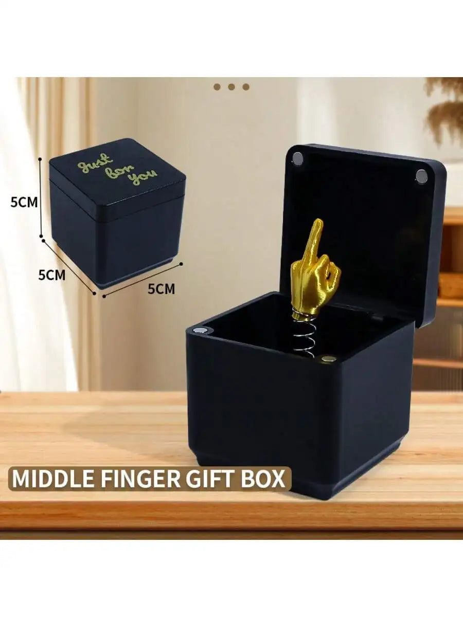 3D Printed Middle Finger Surprise Prank Box – Funny Novelty Gift Novelty Prank Statue Qme