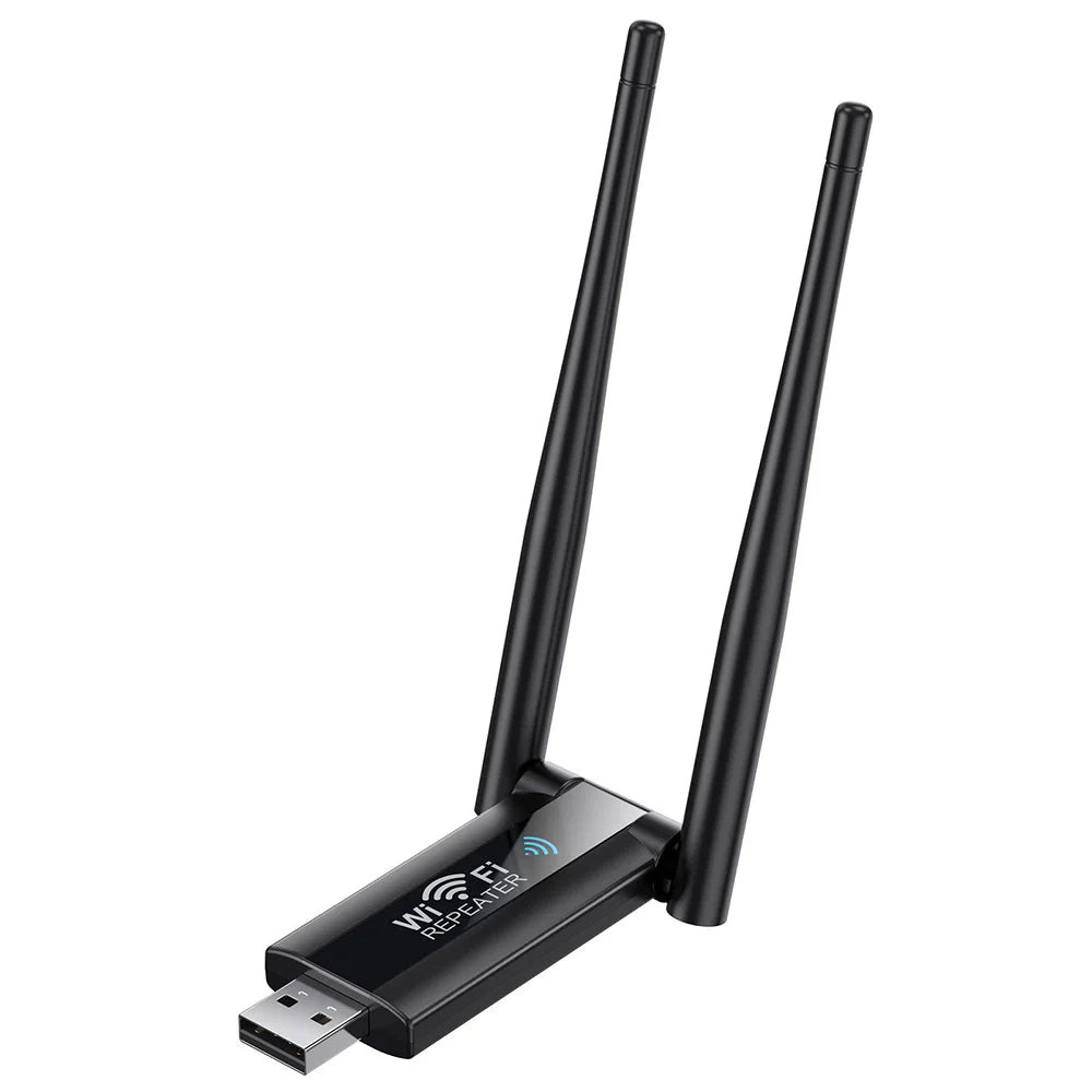 USB WiFi Extender 300Mbps Wireless Signal Booster Repeater WiFi Range Extender Qme black