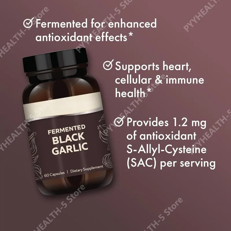 Fermented Black Garlic Supplement 60 Caps – S-Allyl-Cysteine Herbal Supplement Qst