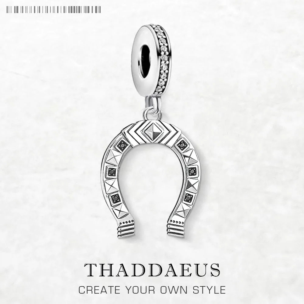 Ethnic Horseshoe Charm Pendant – 925 Sterling Silver Sterling Silver Pendant Qme Ring