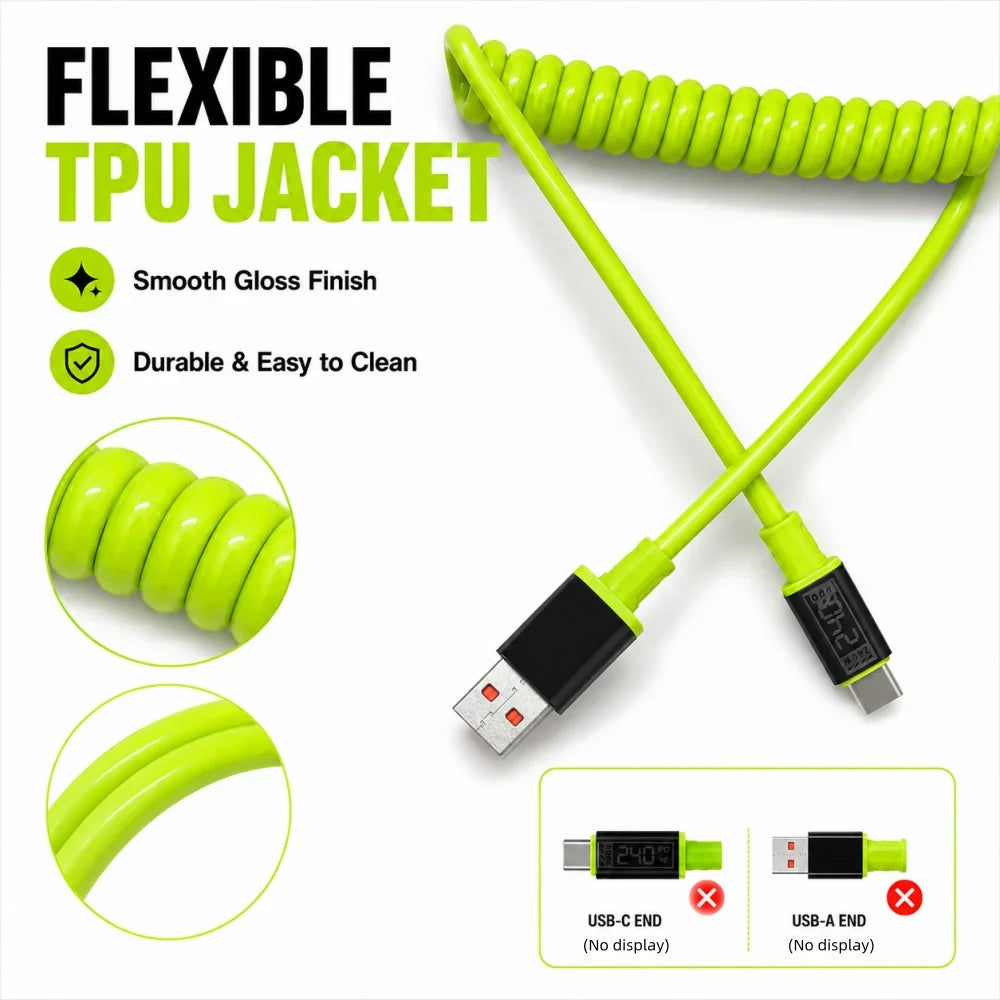 240W USB-C Fast Charging Silicone Cable 1M/2M | PD & QC 3.0 USB-C Charging Cable Qme