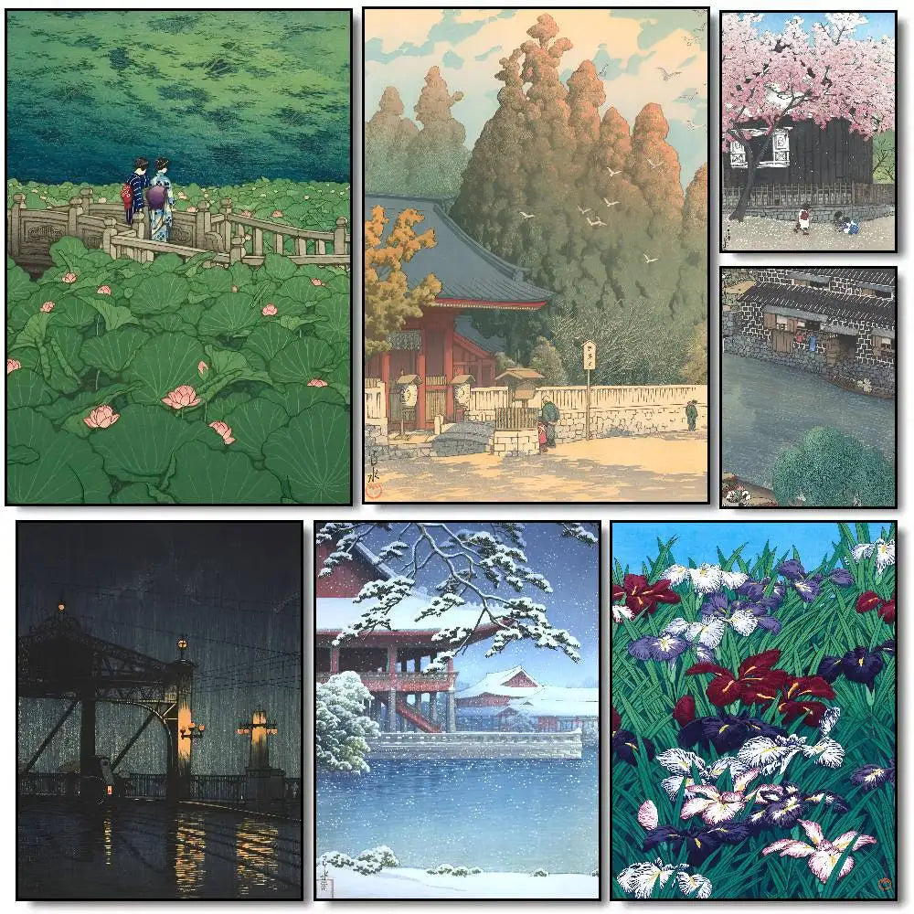 Kawase Hasui Canvas Wall Art Poster – Waterproof Home Decor Canvas Wall Art Qst
