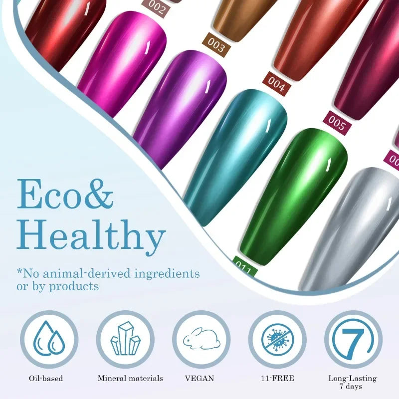 Qme Chrome Nail Polish 12 Colors – Mirror Effect, No UV Lamp Chrome Nail Polish Qme