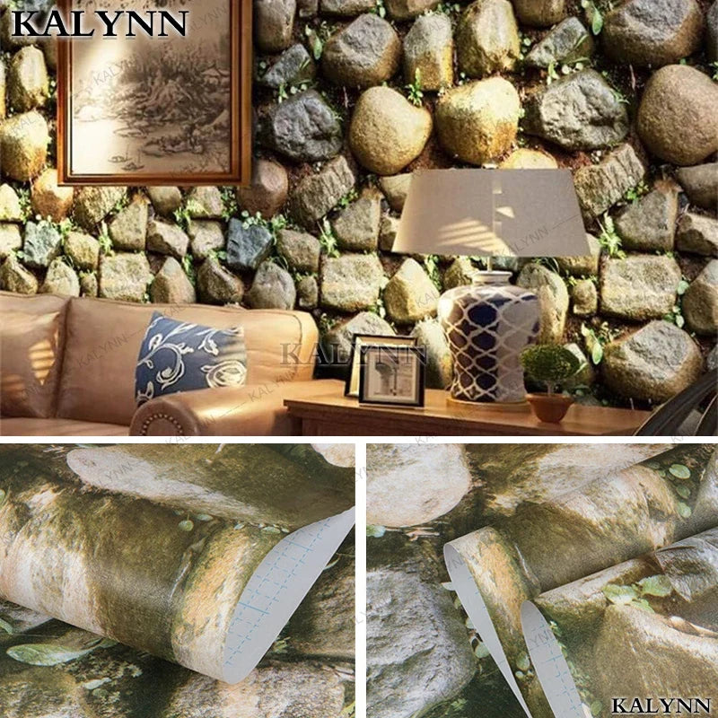 Peel & Stick Stone Brick Wallpaper | Brown Self-Adhesive Peel & Stick Wallpaper Qme