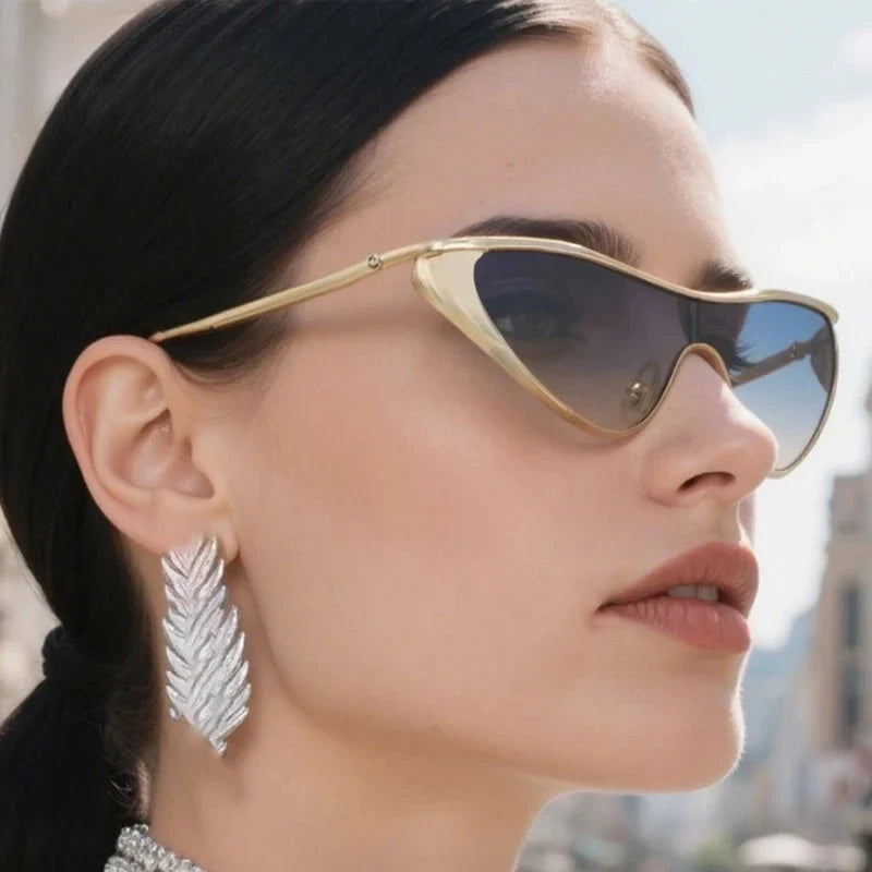 Vintage Cat Eye Sunglasses Women Y2K Punk UV400 Shield Cat Eye Sunglasses Qme