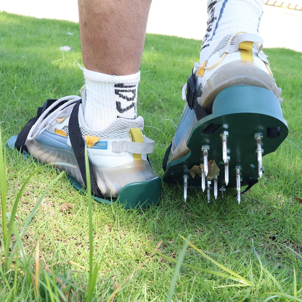 Inflatable Lawn Aerating Shoes – 4.2cm Self-Levelling Spikes Lawn Aerating Shoes Qme