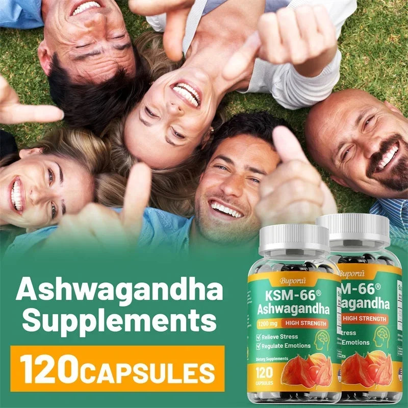 KSM-66 Ashwagandha Capsules 1200mg – Adaptogen Supplement Herbal Supplement Qst