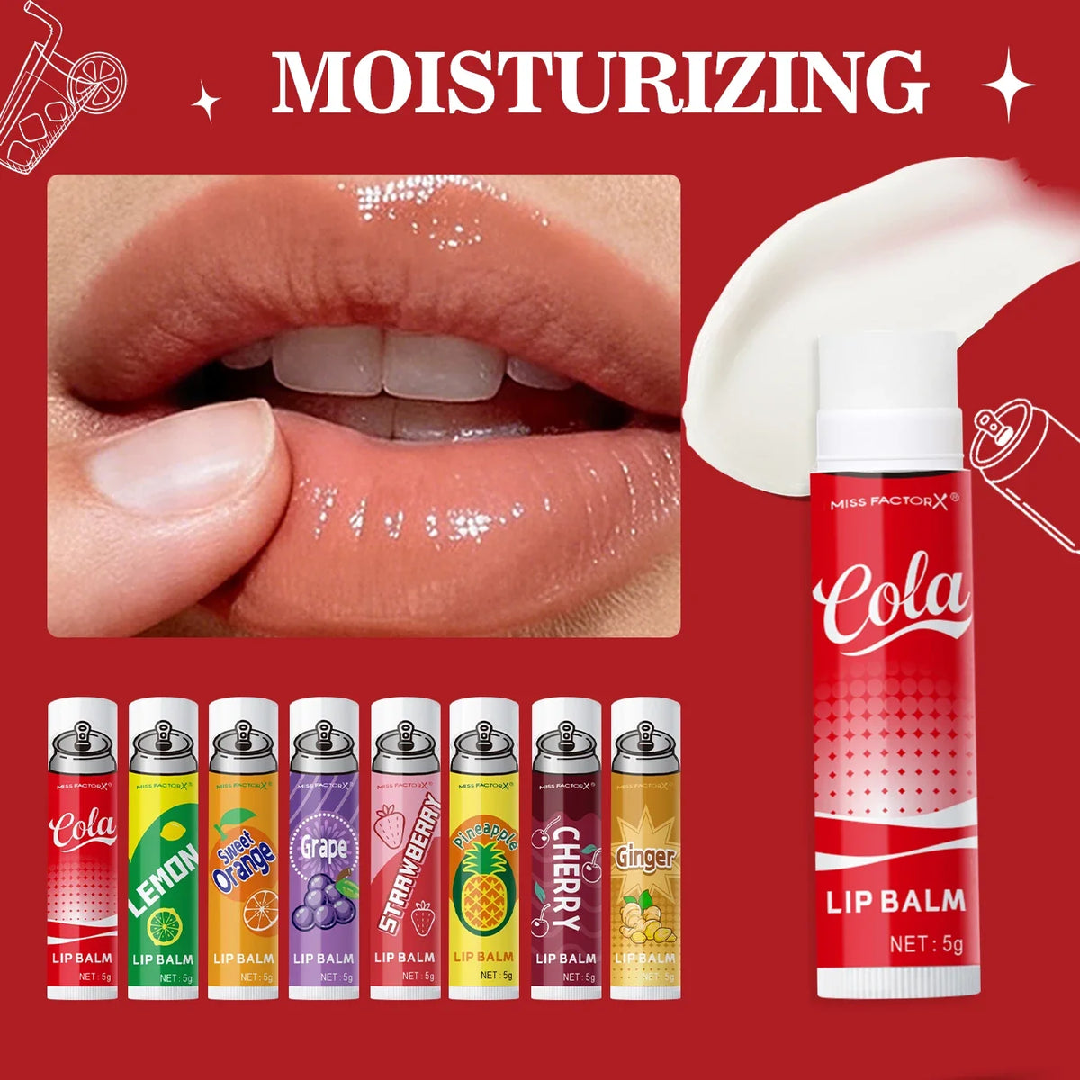 Soda Flavor Lip Balm 8-Pack – Hydrating Gift Set for Girls Flavored Lip Balm Set Qme