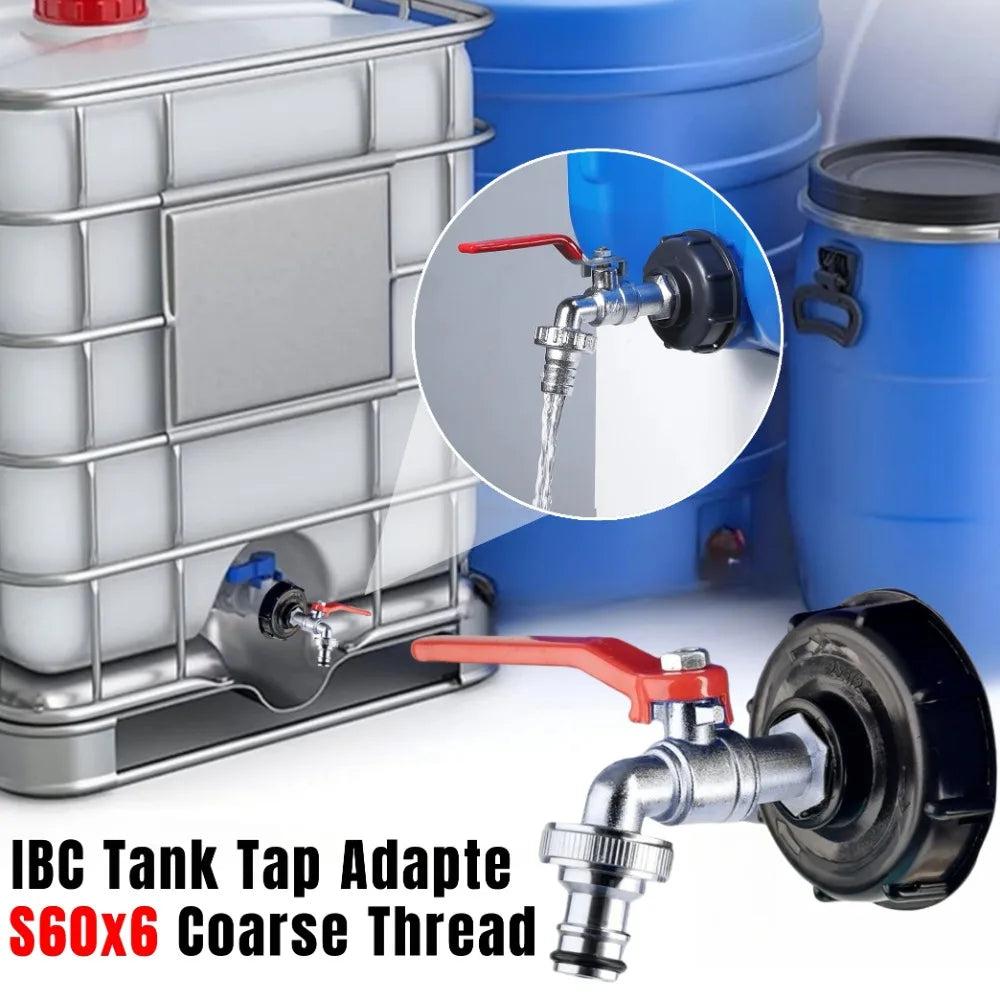 IBC Tank Tap Adapter S60 Coarse Thread 1/2" 3/4" Hose Coupling IBC Tank Hose Adapter Qme