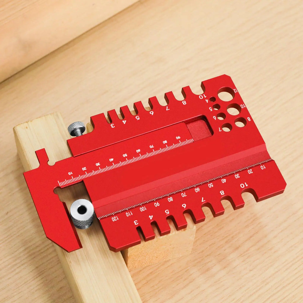 Woodworking Tenon Measuring Gauge – Aluminum Alloy Workshop Ruler Woodworking Measuring Gauge Qme