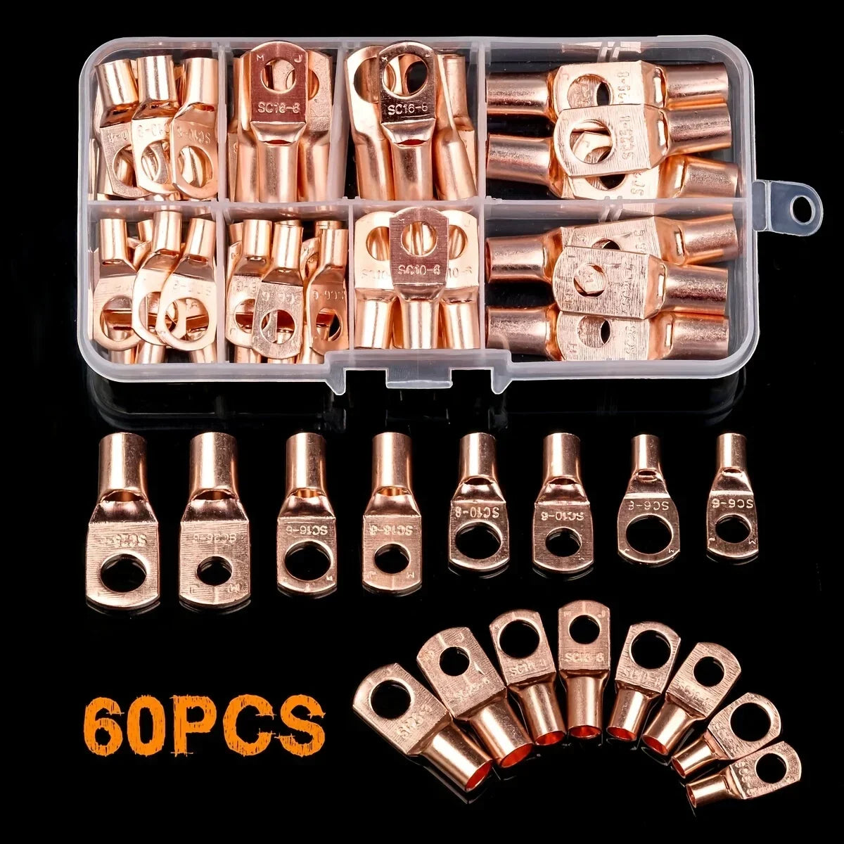 SC6-25 Ring Crimp Terminal Connector – Pure Copper Wire Lug Crimp Ring Terminal Qme