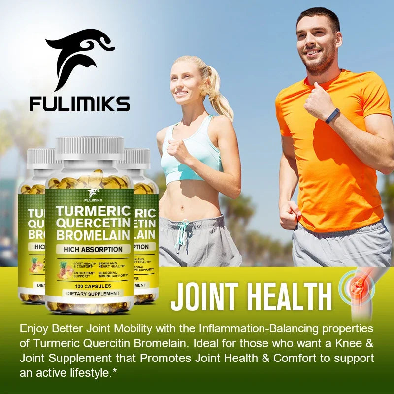 Turmeric Quercetin Bromelain Capsules | Joint & Immunity Support Herbal Supplement Capsules Qst