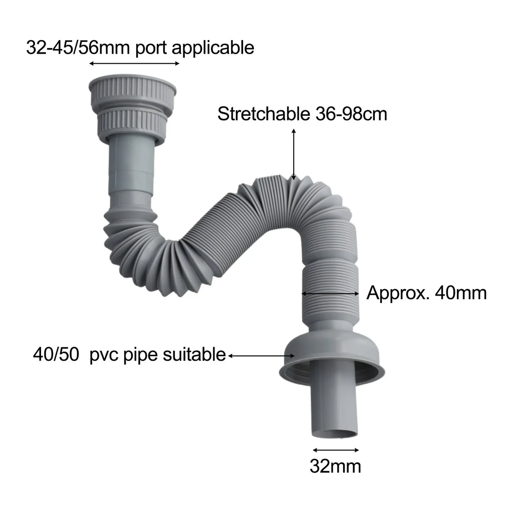 Expandable Kitchen Sink Drain Pipe Connecting Hose 32 45 56mm Sink Drain Hose Qme