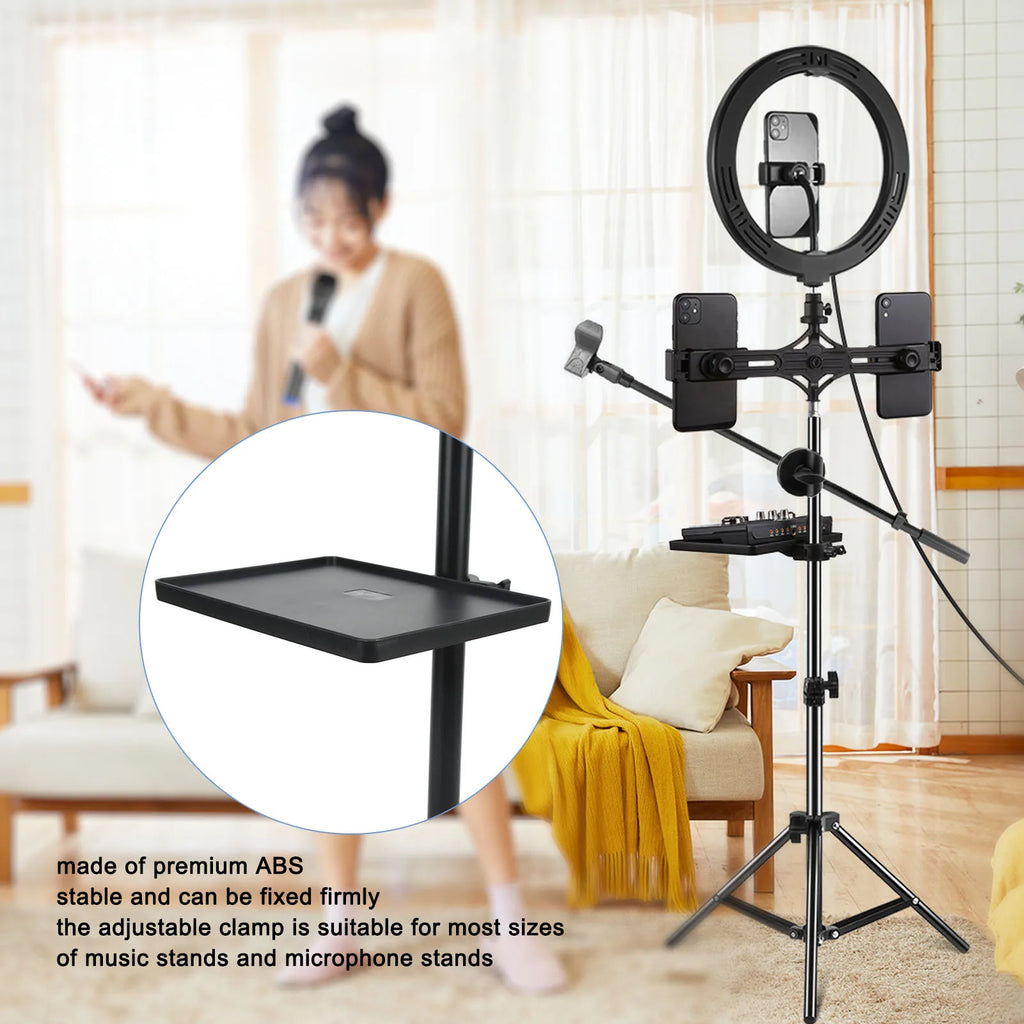 Adjustable ABS Sound Card Tray for Mic & Music Stands Microphone Stand Tray Qst