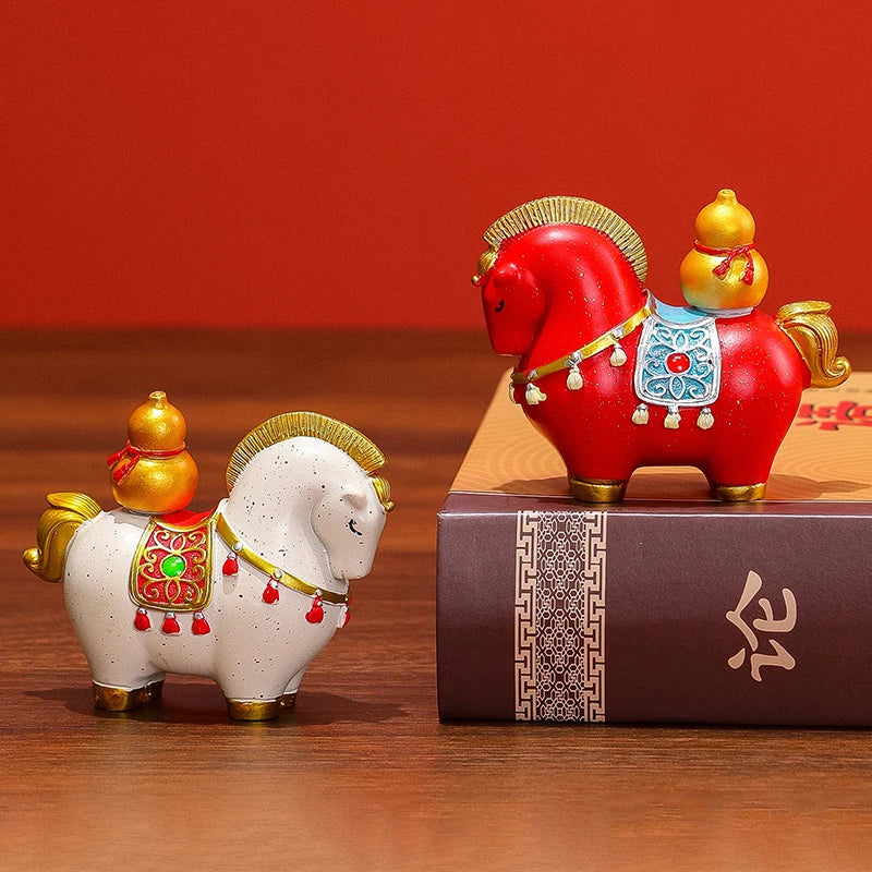 Zodiac Horse Figurine Rotating Lucky Ingot Desk Decor Decorative Figurine Qst