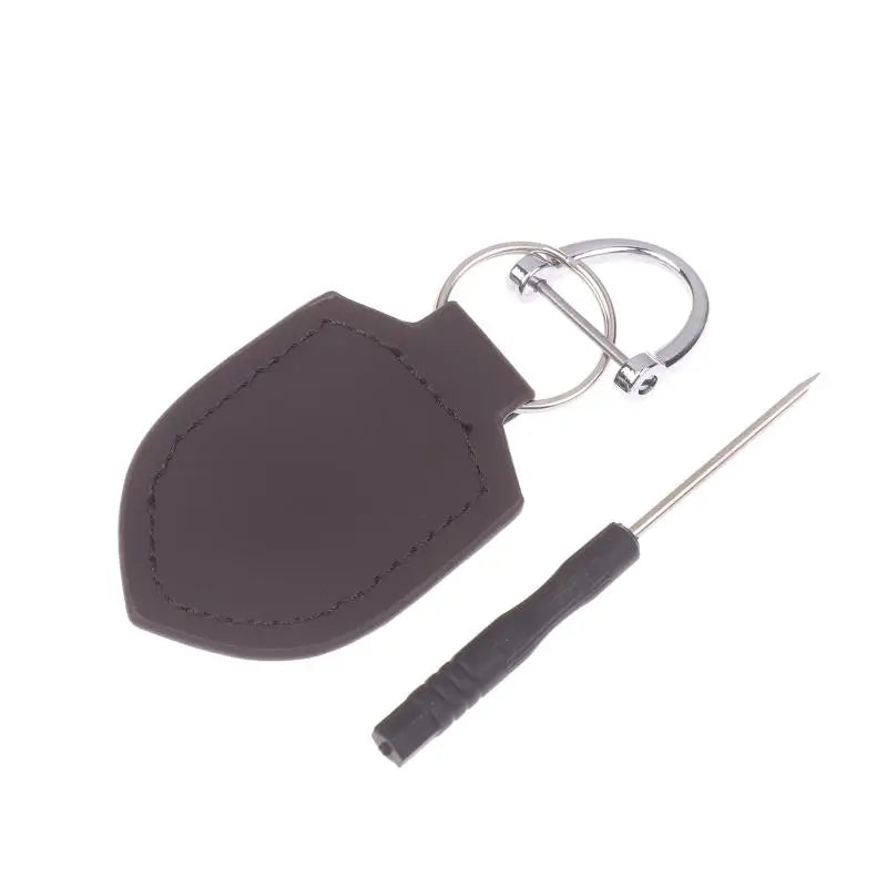 PU Leather Shield Keychain Ring – Bag Charm for Men & Women Leather Keychain Qme Brown