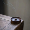 Solid Wood Incense Burner – Ebony & Acacia Saucer Holder Incense Burner Qme Brown