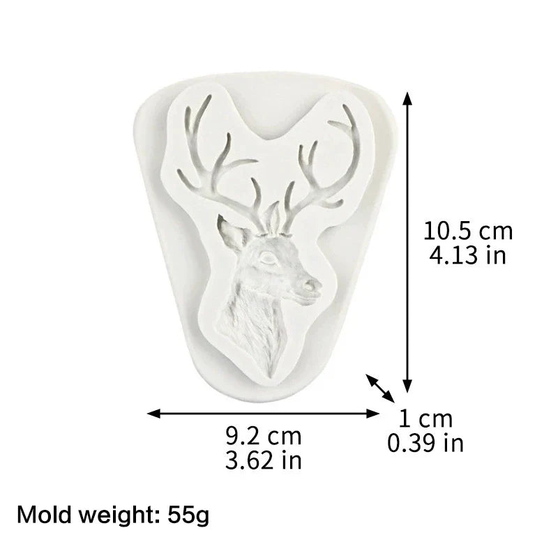 Christmas Deer Head Silicone Mold – Fondant, Chocolate & Soap Silicone Baking Mold Qme