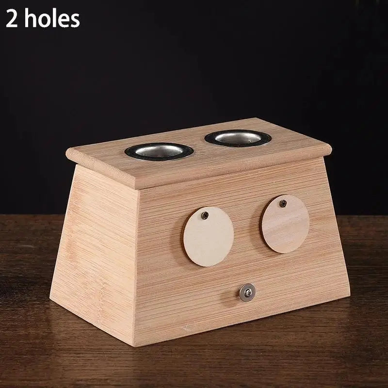 Bamboo Moxa Stick Burner Box | Moxibustion Therapy Tool Moxibustion Therapy Box Qme 2 Holes