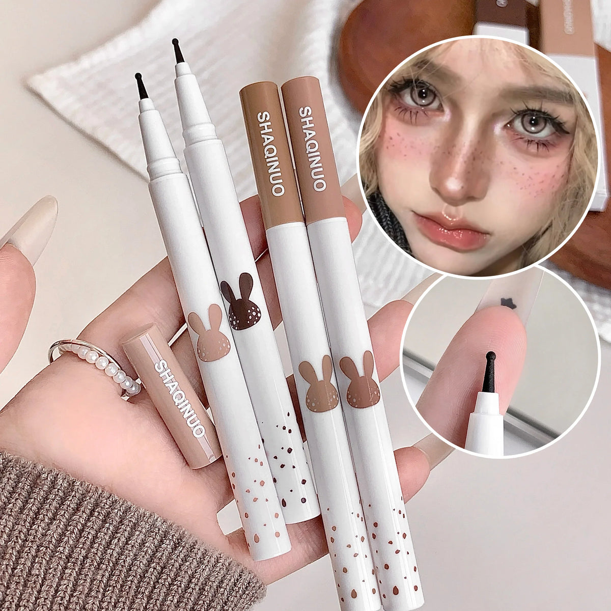 SHAQINUO Waterproof Fake Freckles Pen – Natural Lifelike Dots Freckle Makeup Pen Qme