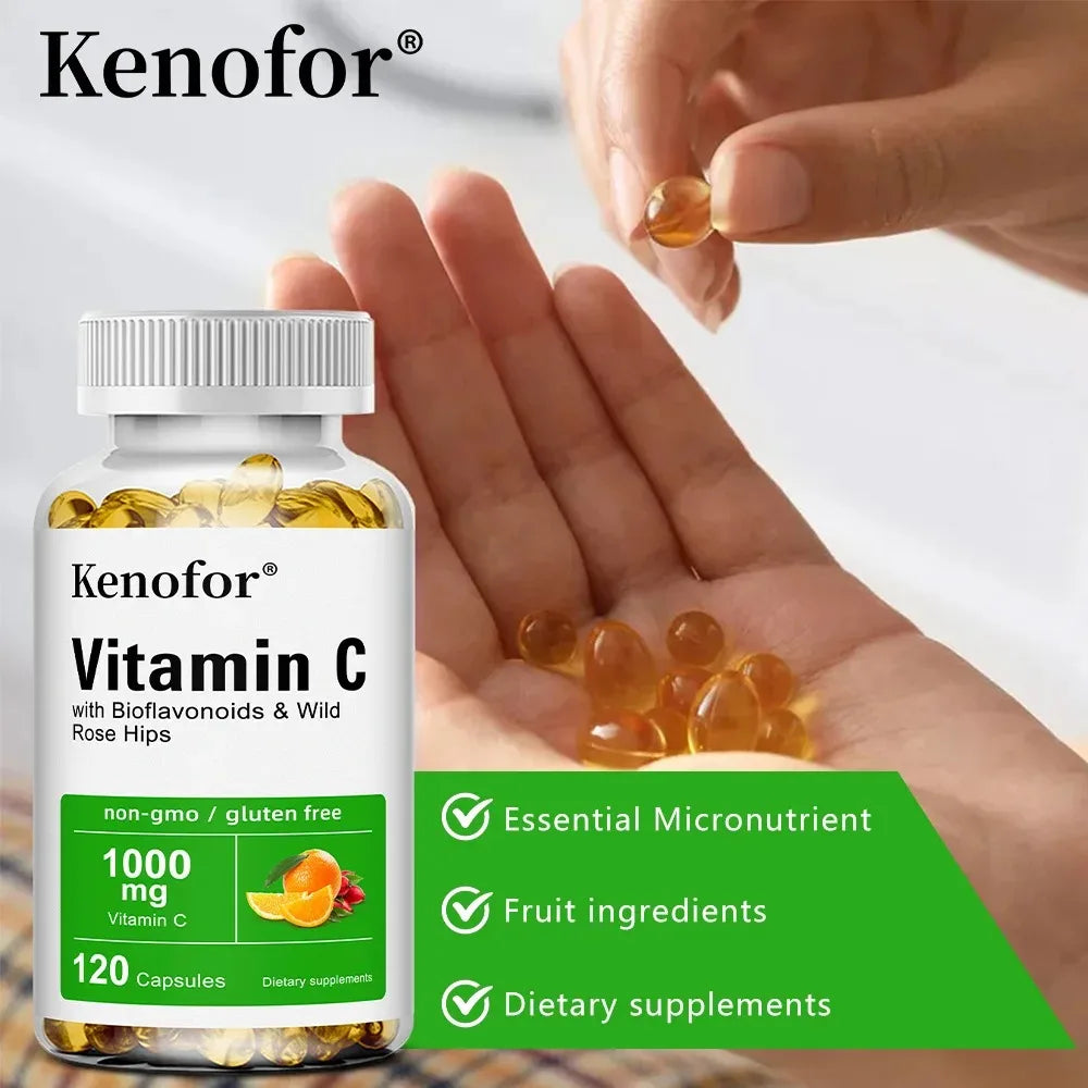 Kenofor Vitamin C 1000mg Capsules – Immune & Skin Support Vitamin C Supplement Qst