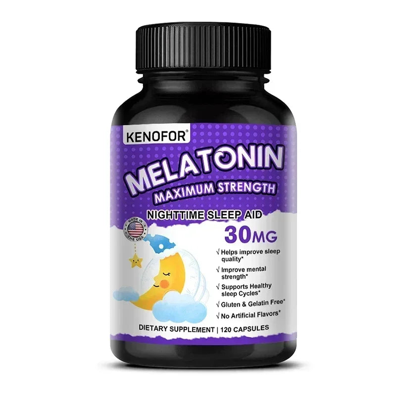 VITALXTRA Melatonin 30mg Capsules – Natural Sleep Support Sleep Support Supplement Qst 120 count-1 bottle