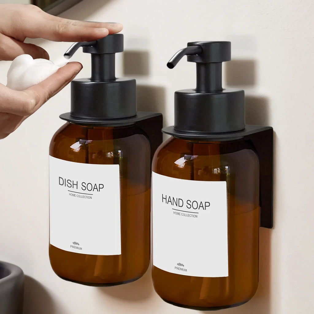 Wall Mount Foaming Soap Dispenser with Dish Bottle & Hanger Soap Dispenser Qme