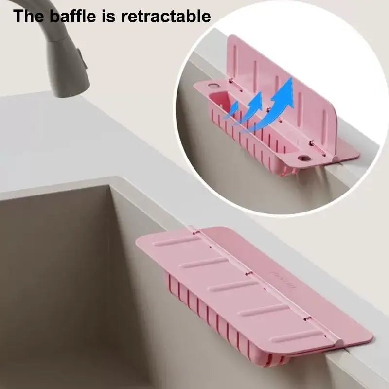 Silicone Sink Splash Guard & Drain Storage Tray Sink Splash Guard Qme