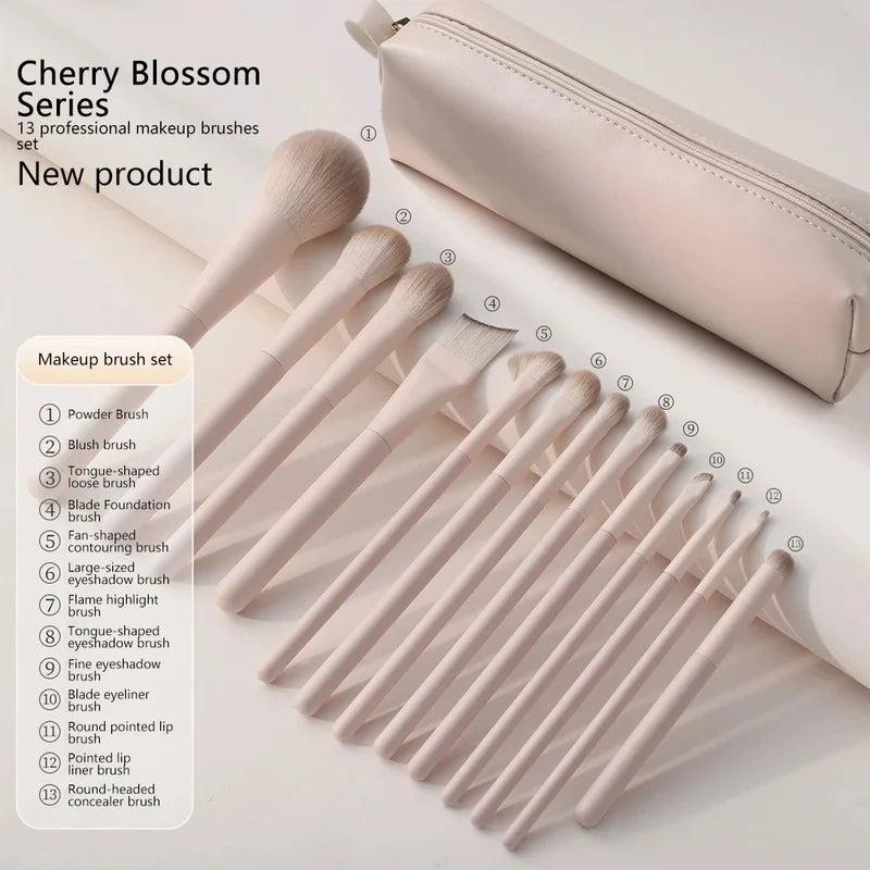 13-Piece Eco-Friendly Beginner Makeup Brush Set – Pink Makeup Brush Set Qme