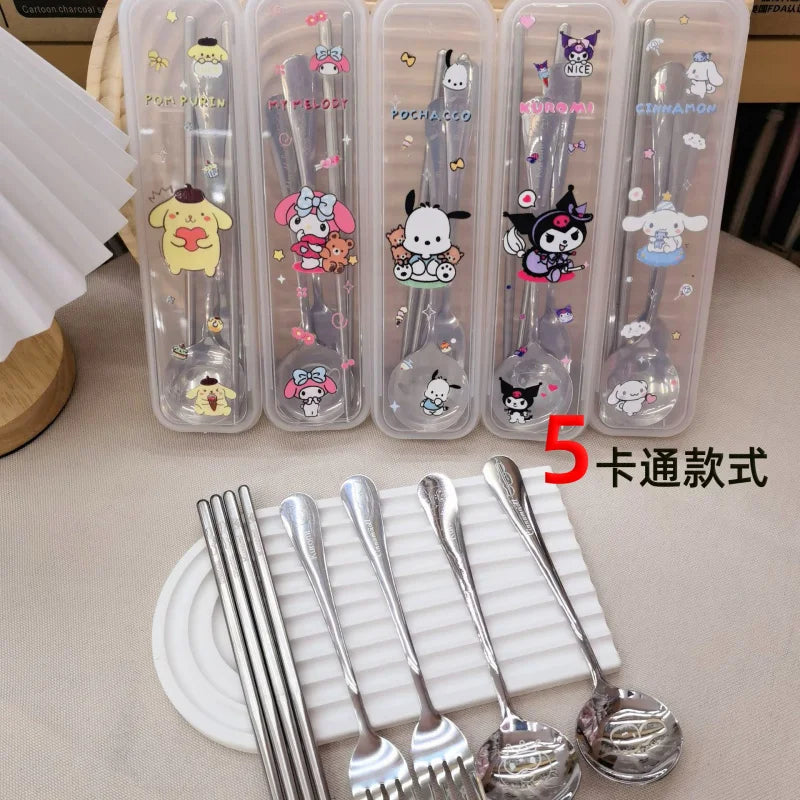 Kuromi 3-Piece Stainless Steel Portable Cutlery Set Portable Cutlery Set Qme