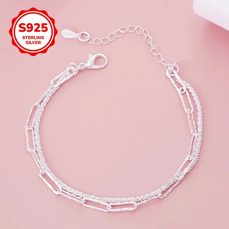 925 Sterling Silver Starry Sky Chain Bracelet for Women Silver Chain Bracelet Qme