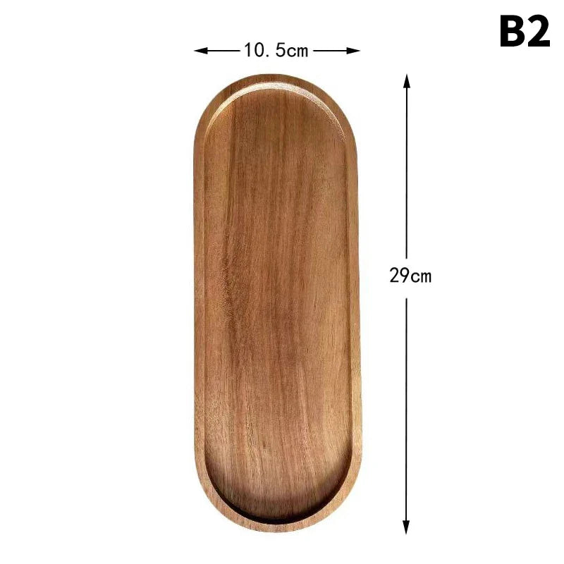 Japanese Beech Wood Oval Tray | Mini Solid Wooden Plate Wooden Serving Tray Qme B2