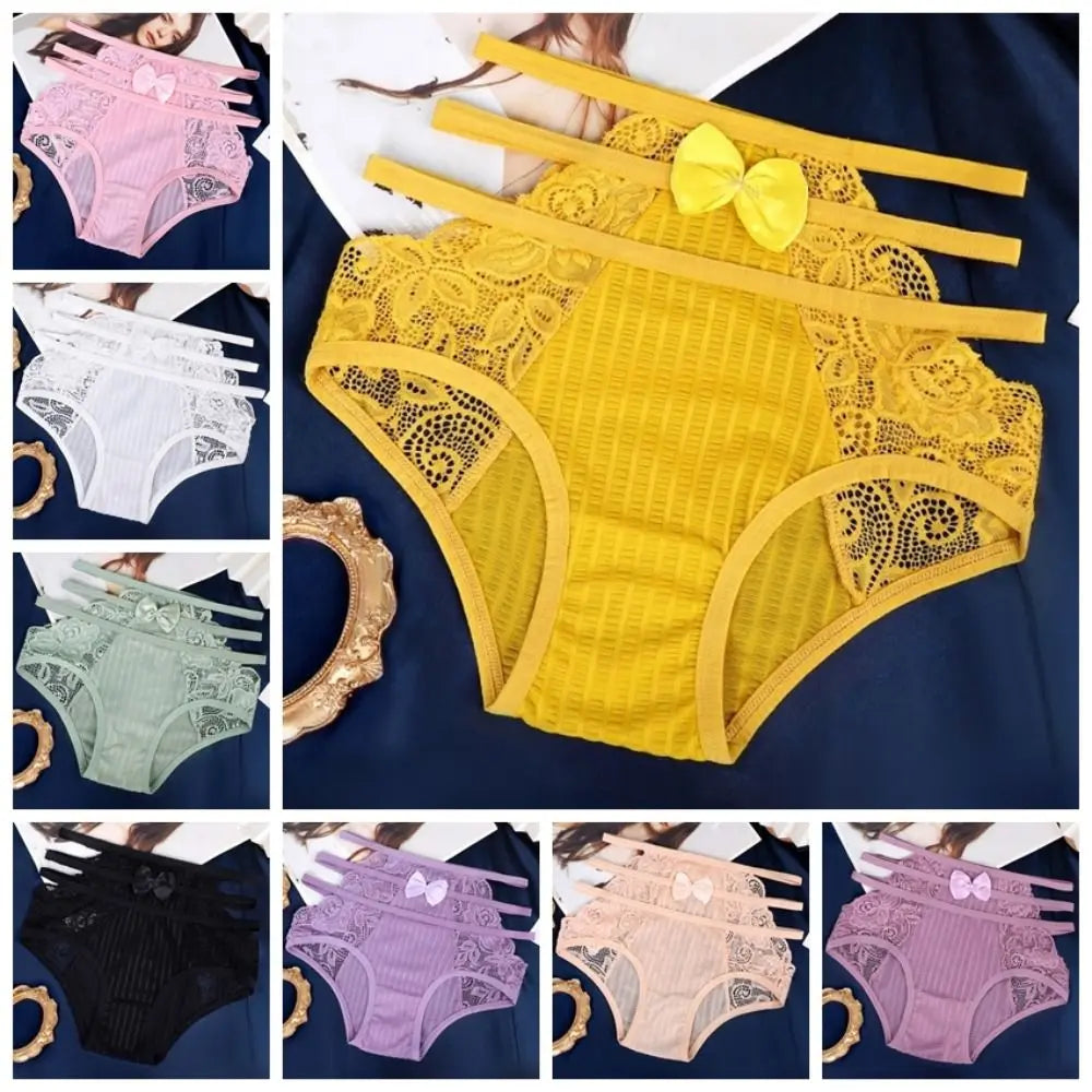 Women's Floral Lace Mesh Hollow Out Panties Lingerie Lace Panties Qme