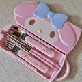 Hello Kitty Stainless Steel Tableware Set | Cute Cartoon Gift Cartoon Tableware Set Qme 2