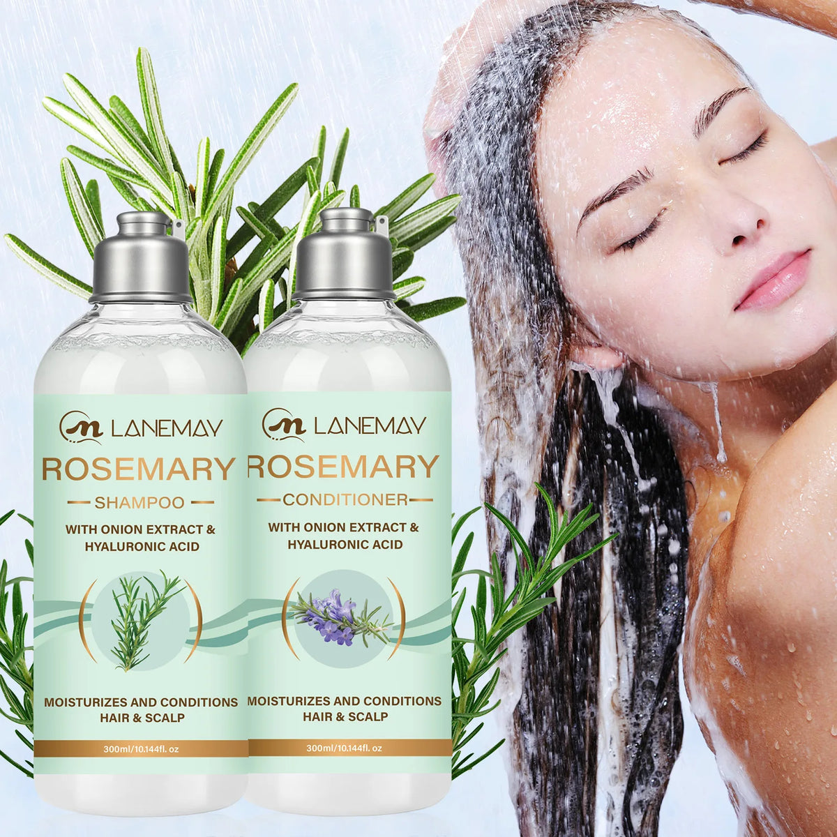 Rosemary Shampoo & Conditioner Set – Onion Extract & Hyaluronic Acid Shampoo & Conditioner Set Qst Nourishing