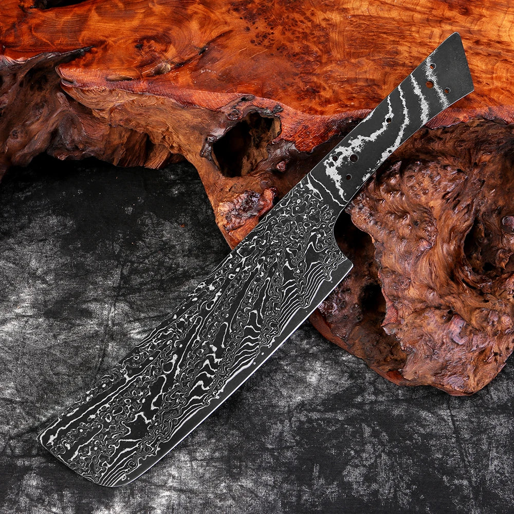 Damascus Steel Nakiri Knife Blank – Full Tang DIY Blade Knife Blank Qst