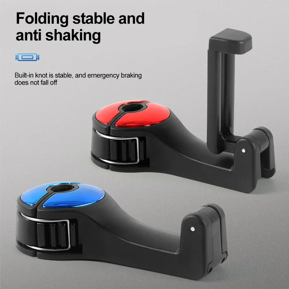 Dual-Use Car Headrest Phone Mount & Storage Hook Car Headrest Organizer Qme