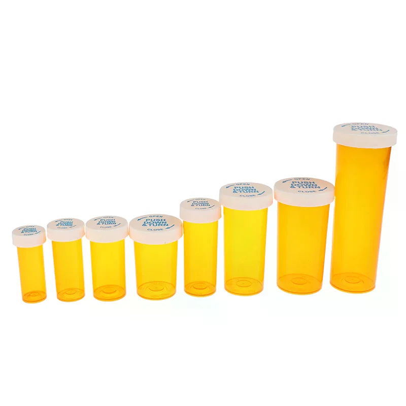 Plastic Pill Bottles with Child-Resistant Caps | Travel Vials Pill Storage Bottles Qme
