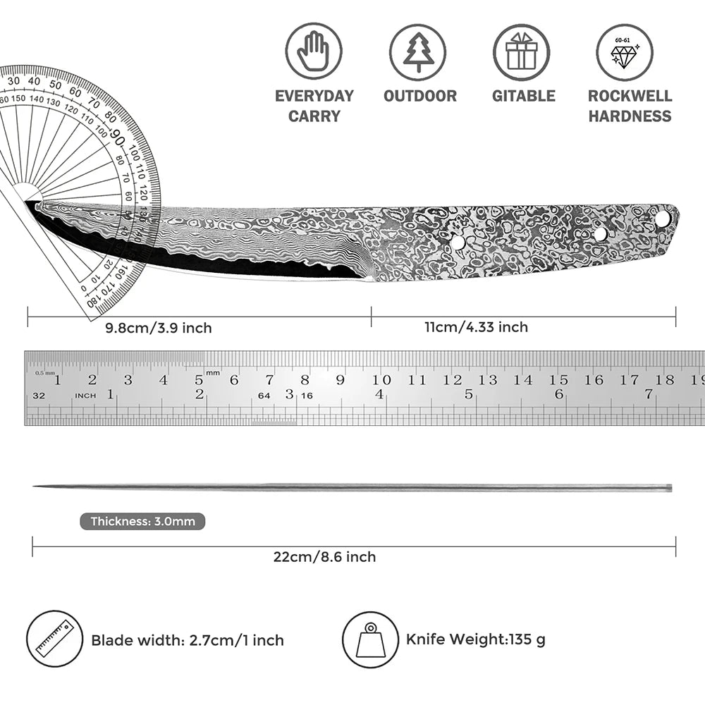 Hand Forged 67-Layer Damascus Steel Blank Blade Knife Billet Damascus Knife Blank Qst