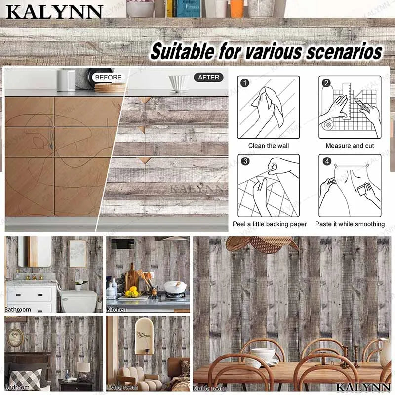 Wood Peel & Stick Contact Paper – Removable Self-Adhesive Wallpaper Peel & Stick Wallpaper Qme