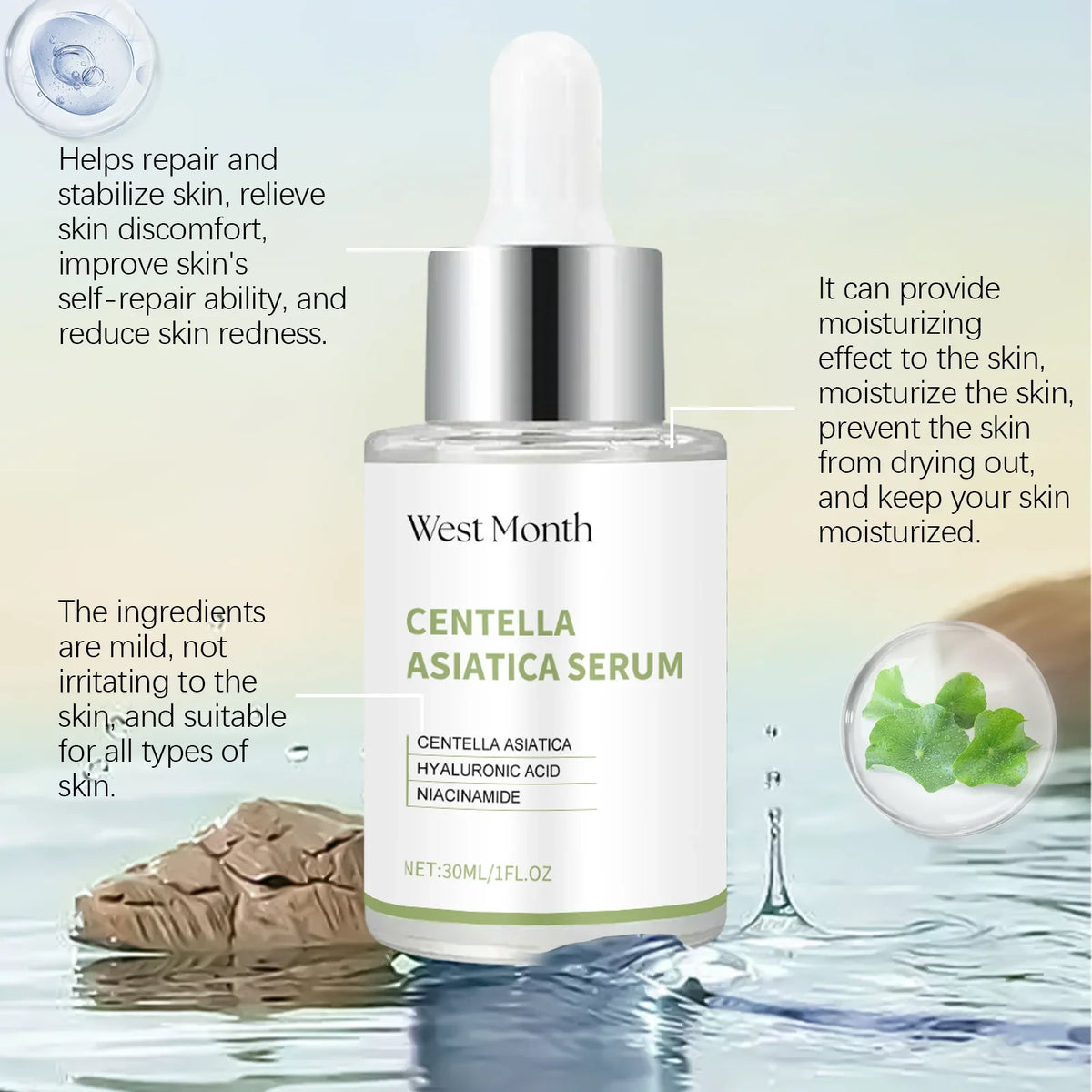 Centella Asiatica Brightening Hydrating Facial Serum Facial Serum Qme