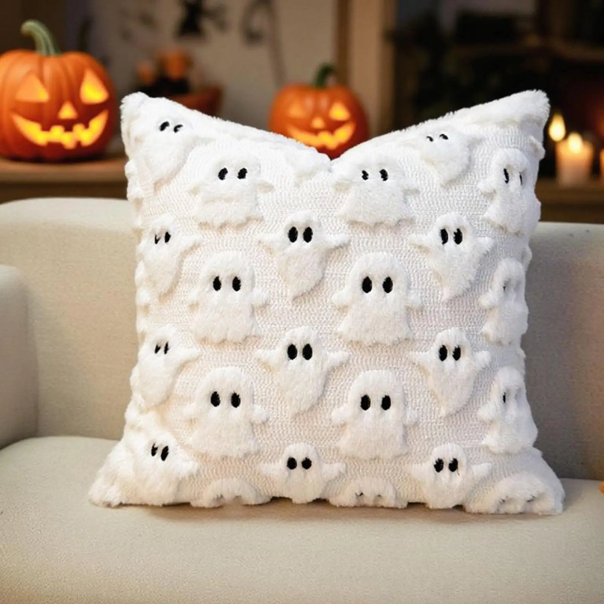 Halloween Ghost Throw Pillow Cover 18x18 – Decorative Pillowcase Decorative Pillow Cover Qme