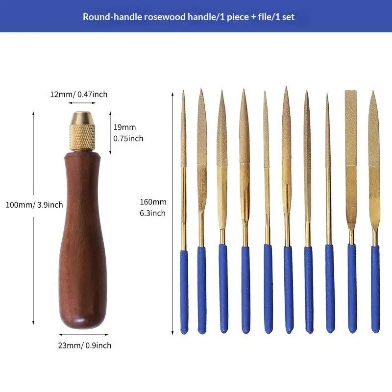 DIY Jade & Metal Polishing File with Wood Handle Polishing File Tool Qme