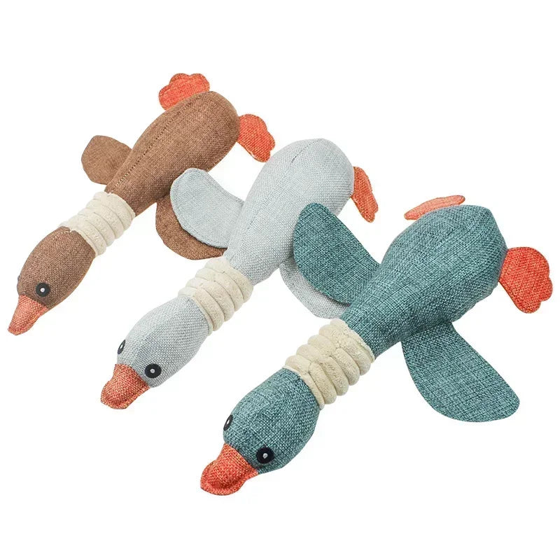 Wild Goose Plush Squeaky Chew Toy for Small Dogs & Puppies Plush Squeaky Dog Toy Qme