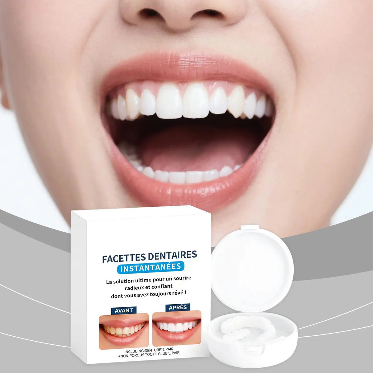 Silicone Fake Teeth Denture Decoration Set – Upper & Lower Costume Prop Qme