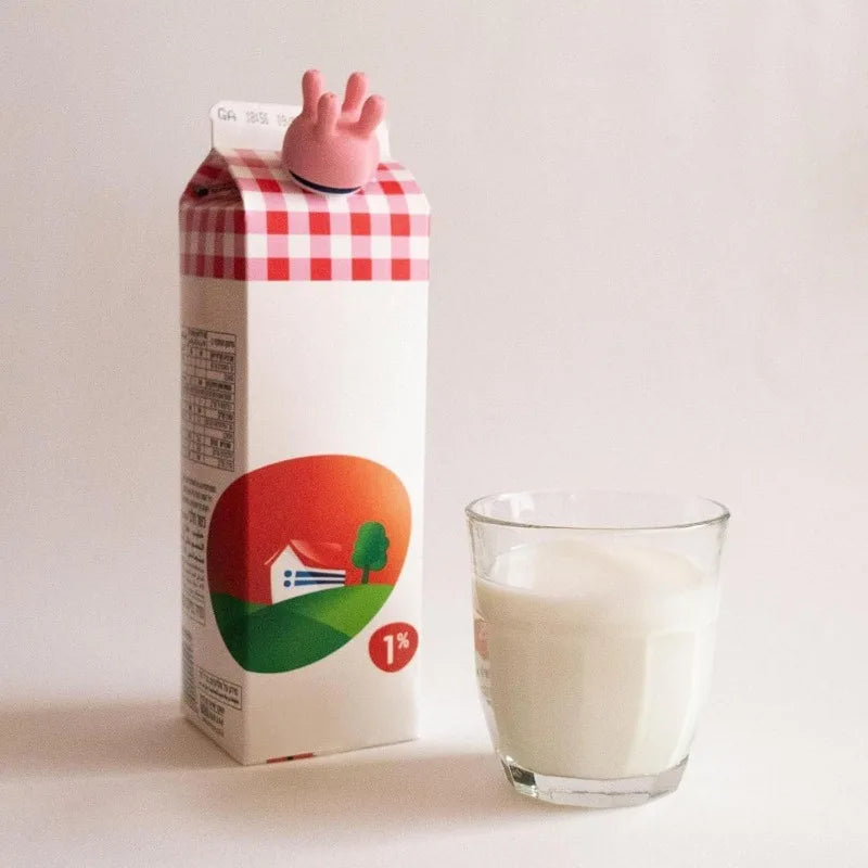 3D Printed Cow Milk Carton Lid – Cute Reversible Cap Novelty Kitchen Lid Qme
