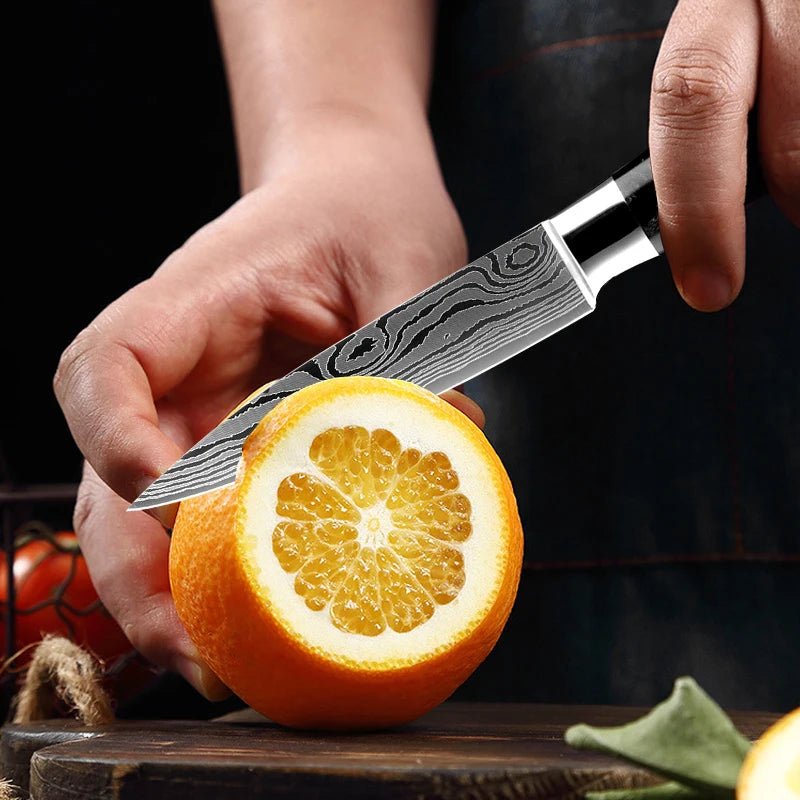 XITUO Japanese Knife Set – Damascus Pattern & Resin Handle Kitchen Knife Set Qst