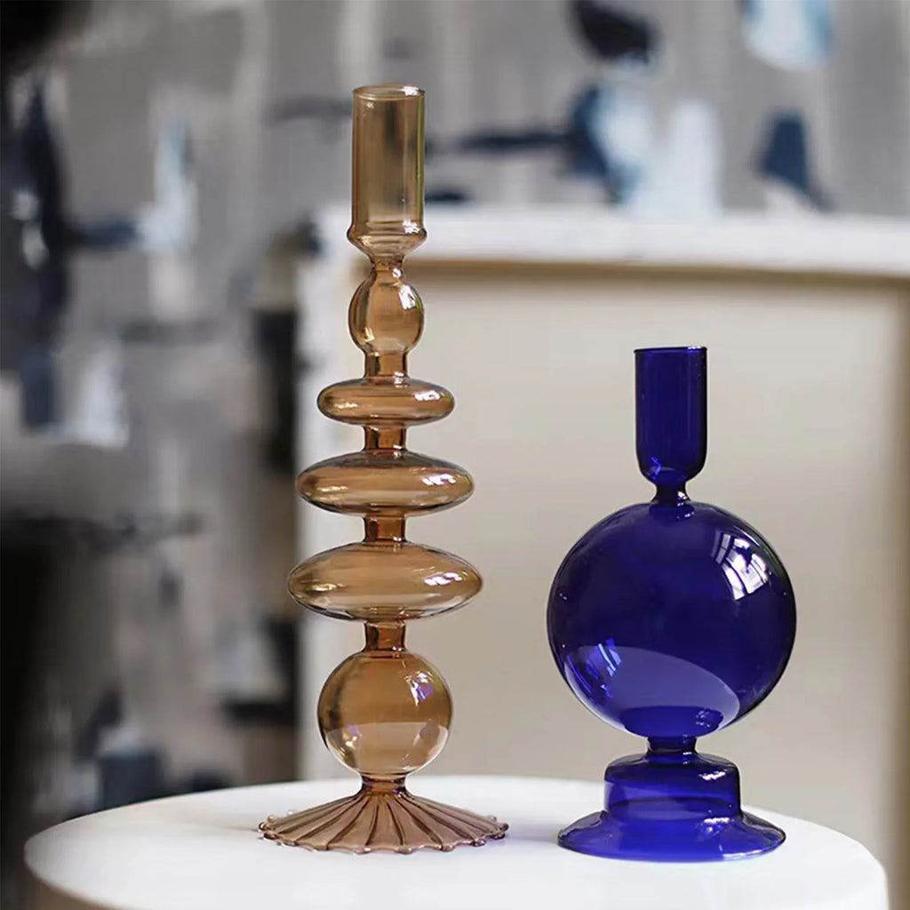 Glass Vase Centerpiece – Elegant Flower & Candle Holder Decorative Glass Vase Qme